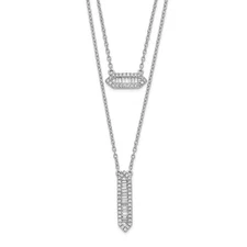 14k White Gold Diamond Double Strand Necklace 18" for Women 4.47gm