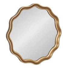 Hatherleigh Transitional Round Wooden Wall Mirror; 28 Inch Diameter; Gold; Mo...
