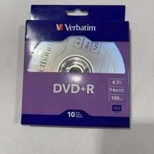 New Sealed Verbatim DVD+R Bulk Box, Pack Of 10. 16x