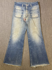 VTG 60s 70s Wrangler Flare Bell Repaired Jeans 30x30 Eclair Zipper Euro Market
