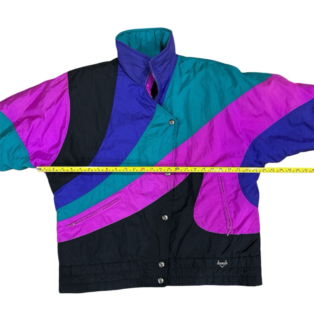 Vintage 90s Colorblock Ski Jacket Neon Puffer Retro Size 14 Fera 