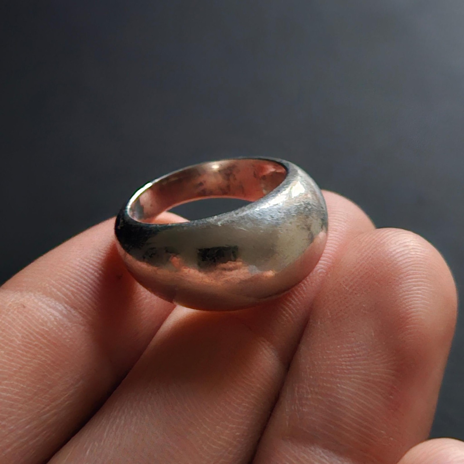 Solid Silver Wide Rounded Variable Section Ring S… - image 6