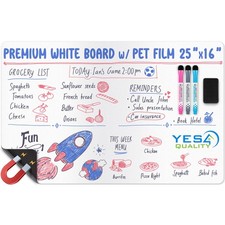 Extra Large Magnetic Dry Erase White Board for Fridge - 25x16 - Stain Resista...