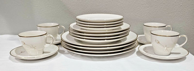 Vintage 1960's Japan Noritake Ivory China 7546 Nora 22k Gold Trim 20 Pieces NICE