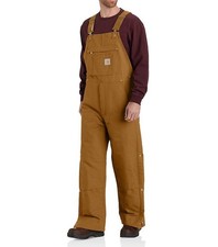 Carhartt Bib Overalls Men's Regular Brown Firm Duck Insulated OR4393-M Sz 2XL