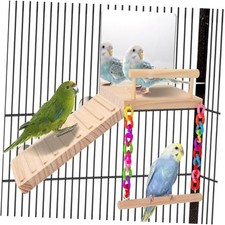 KyoukiBird Perch Platform Bird Toys with Bird Mirror Climbing Ladder Swing,