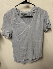Womens Maternity Gray Solid Rayon V-Neck Ruff...