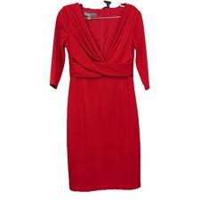 Donna Ricco New York Red Knee Length Tulip Sleeve Sheath Dress Women’s 4