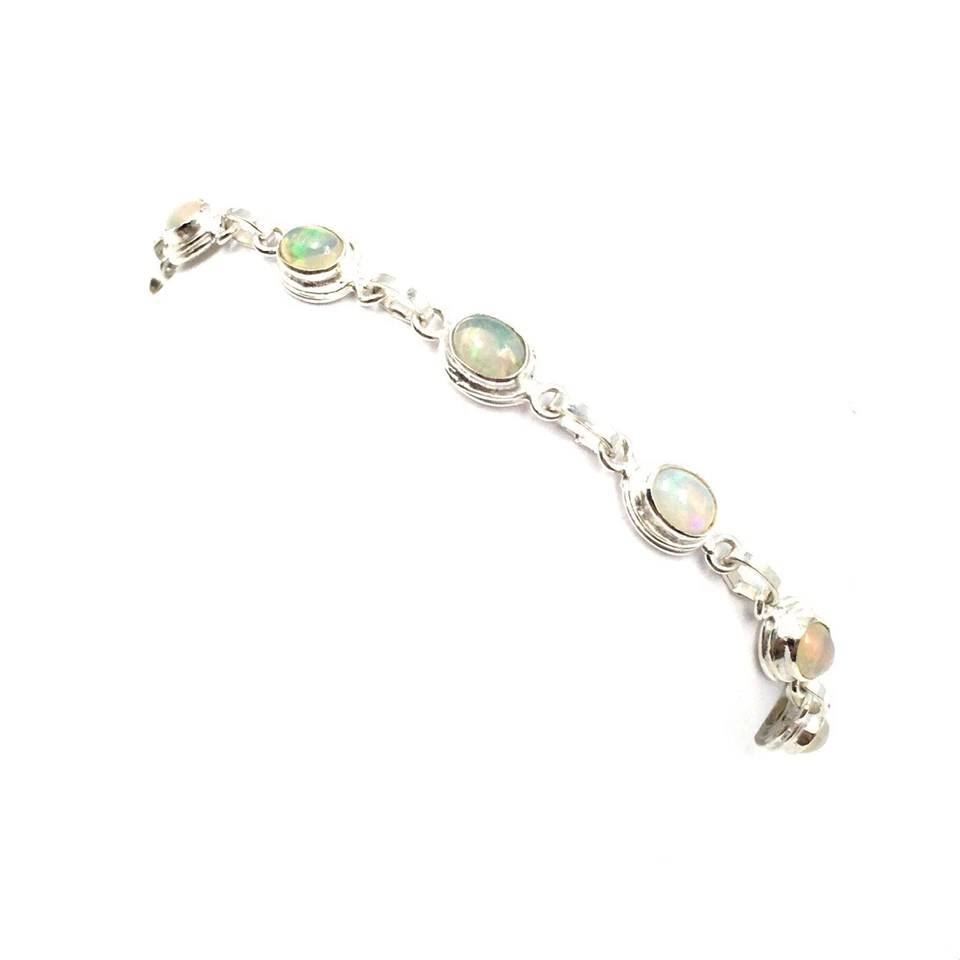 Bracciale 22 cm argento 925 opale 4,5 ct multicolore donna gioielli moderno... - Immagine 3 di 4