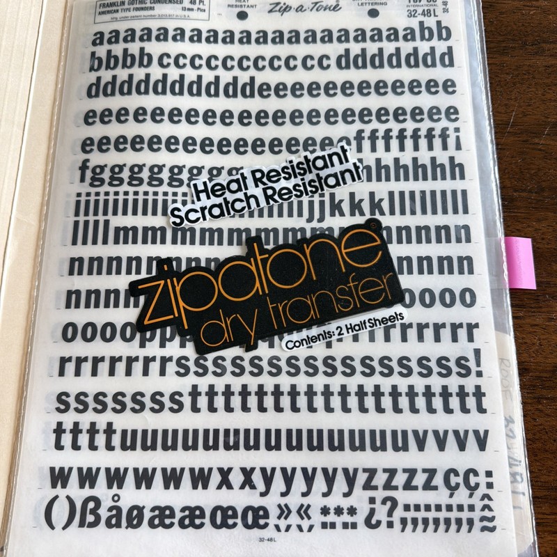 Zip-a-Tone - 32-48L - Franklin Gothic Condensed  - 48 Pt.  Lower Case Letters