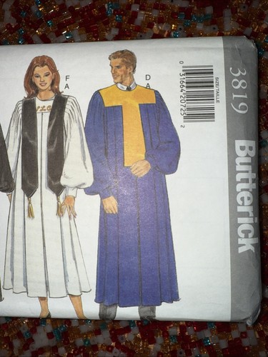 Butterick 3819 Unisex Religious ROBE Collar Choir GradClergy Pattern FF UC - Picture 2 of 4