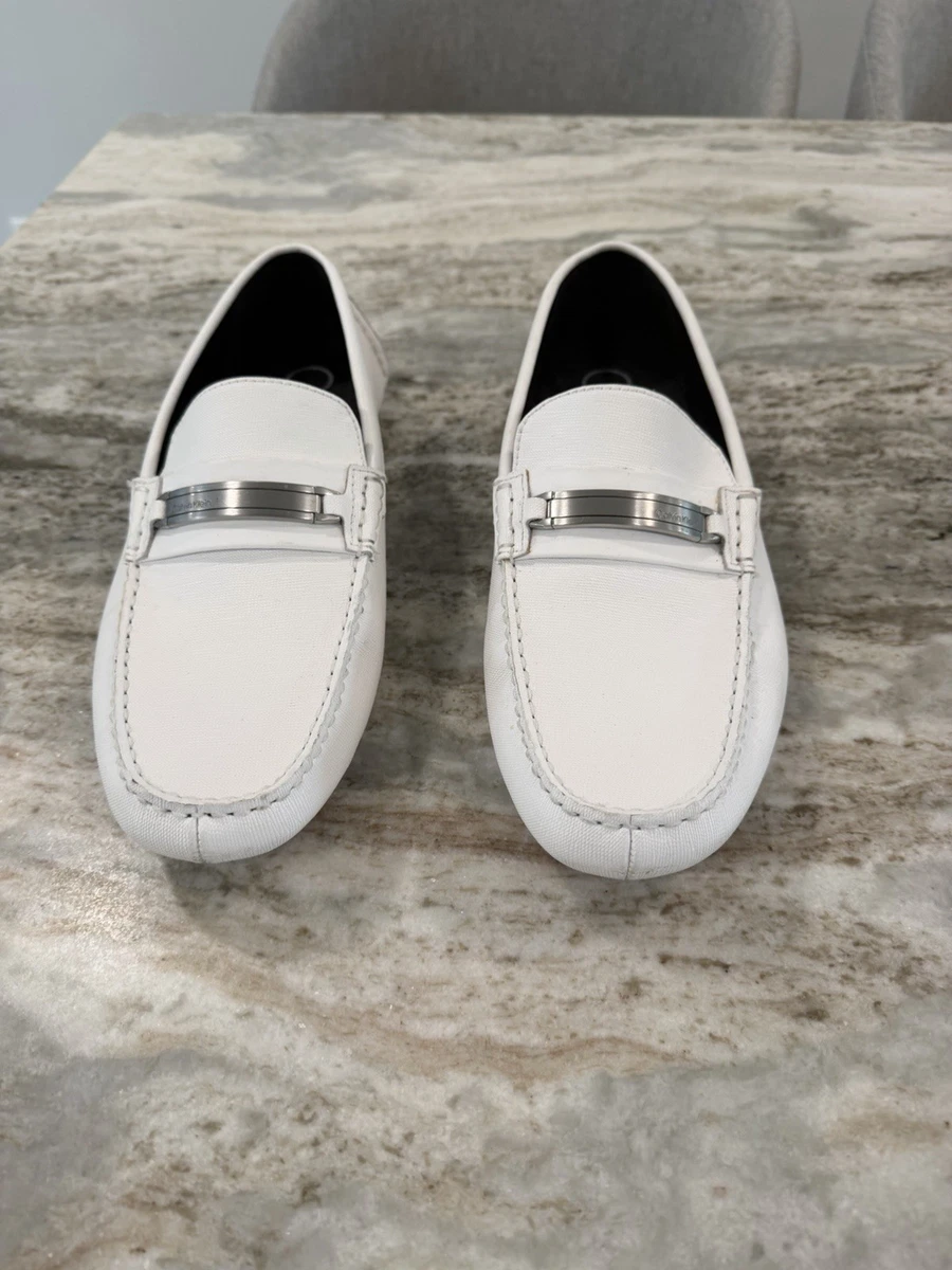 Calvin Klein Leather Upper White Dress Shoes for Men for  display picture 1