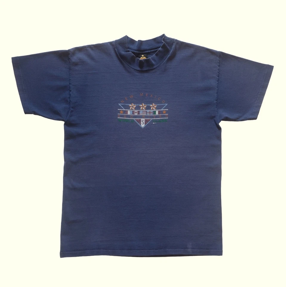 CAMISETA AZUL NUEVA MÉXICO DE COLECCIÓN AÑOS 90 GRÁFICO RÍO ROJO EXTERIOR HECHA EN ESTADOS UNIDOS TALLA L 1991 Foto 3 de 4