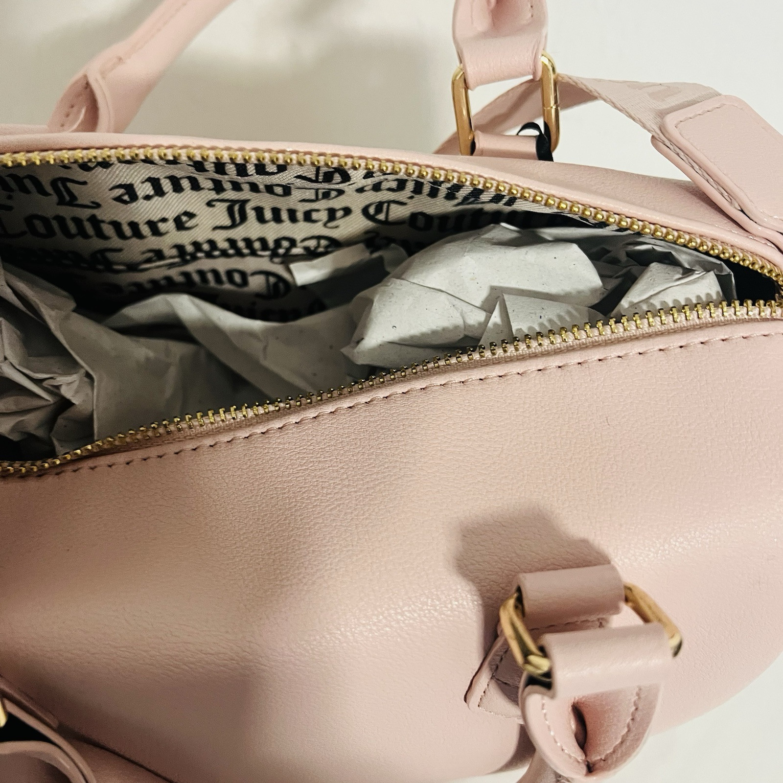 Juicy Couture Pink Satchel Crossbody Diamond Embellishment Name Thick Strap NWT image 4