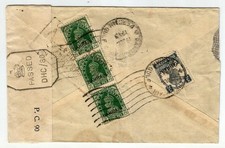 Bahrain 1943 SCARCE censored cover with King GVI 9p strip of 3 SG: 22 (£75 as us