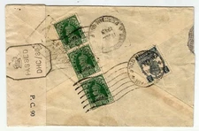 Bahrain 1943 SCARCE censored cover with King GVI 9p strip of 3 SG: 22 (£75 as us