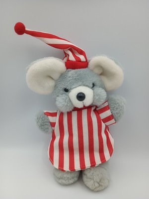 Vintage DanDee Christmas Mouse Striped Pajamas 11  Plush