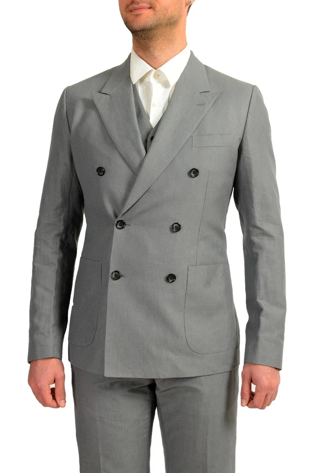 Traje Dolce & Gabbana Hombre Lino Rayas Doble Pecho Tres Piezas US 38 IT 48 Foto 4 de 4