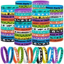 144pcs Halloween Party Favors Silicone Bracelets Rubber Wristbands