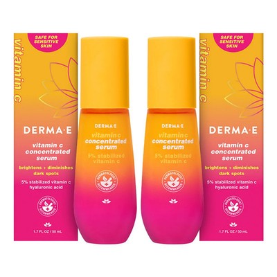 Derma E Vitamin C Serum, 2-Pack, Brightens Skin, Reduces Dark Spots