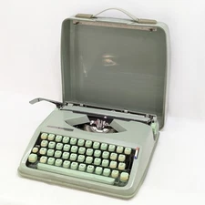 JUNK Hermes Baby Typewriter Seafoam Green Vintage 1960's w/case RARE