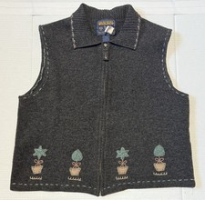 WOOLRICH - Women's Vintage 90s Gray Lambswool Sweater Vest - Size X-Large - XL