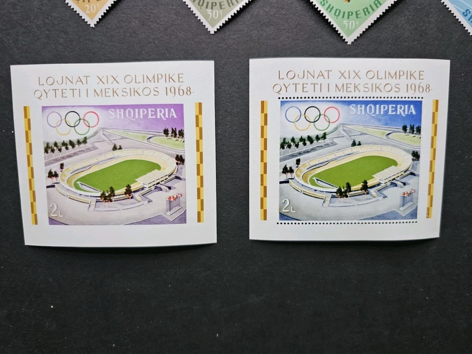 Juego de estampillas de los Juegos Olímpicos de Albania 1968. Estampillas SC # 1177-1185 Perf/Imperf+S/S Foto 4 de 4