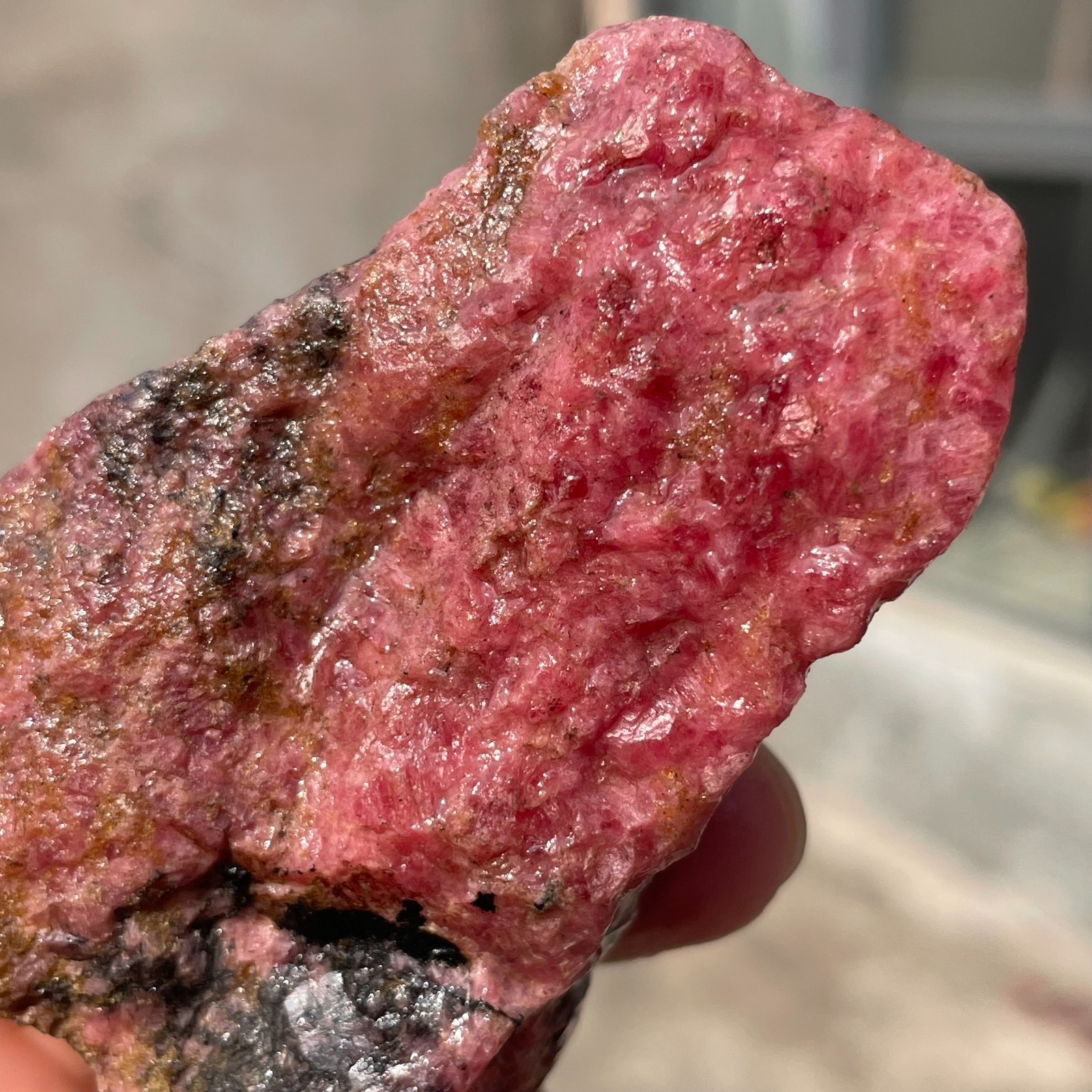 128g Small Raw Ore Red Black Rhodonite Quartz Gemstone Mineral Specimen Healing