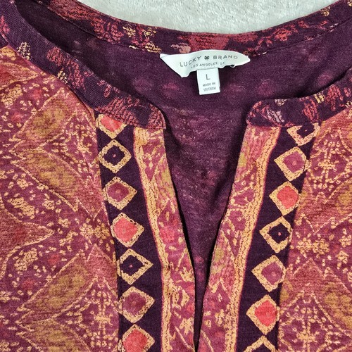 Lucky Brand Top Womens Medium Tunic Boho Folk Festival Vintage 70s Style Floral - Picture 10 of 16