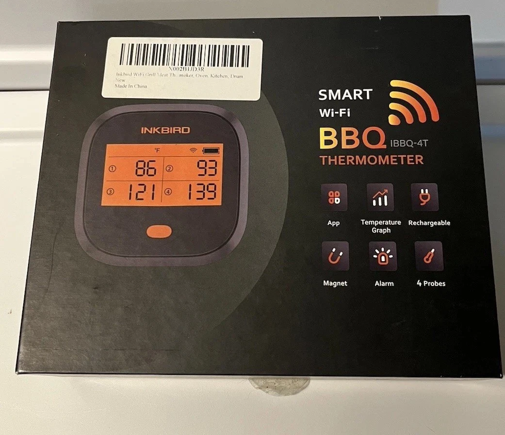 Inkbird IBBQ-4T Smart Wi-Fi Rechargeable Wireless Thermometer New Open Box
