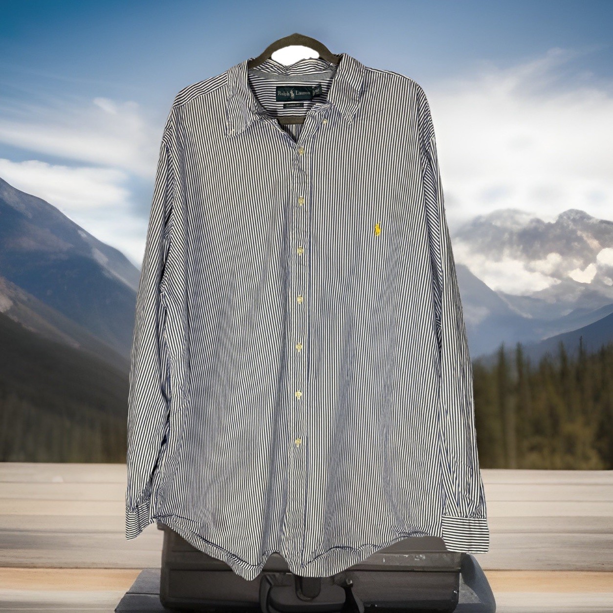 Ralph Lauren Men's 3XLT Button Down Shirt, Blue White Stripes Tall Classic Fit