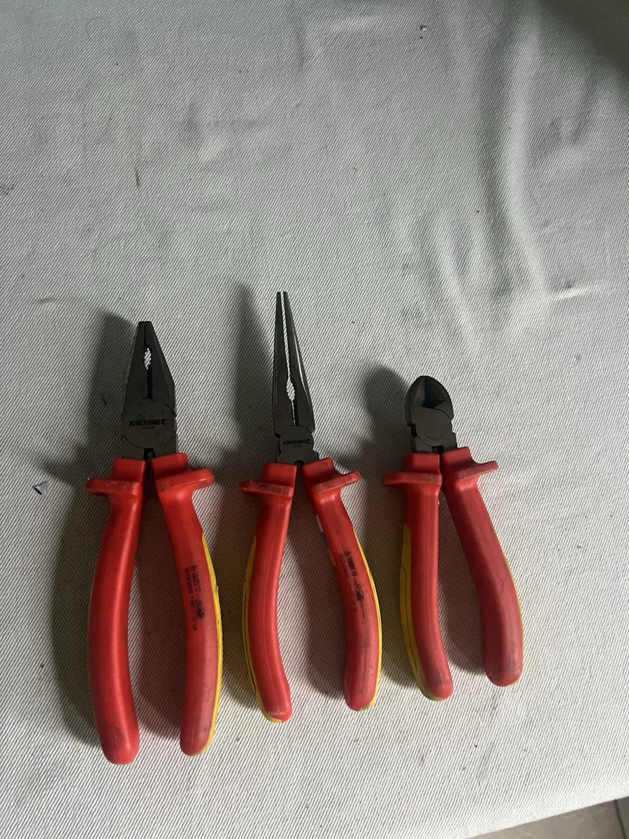 KINCROME 3 PCE VDE 1000V Insulated Plier Set Comfortable Grip CRV Heads K4009