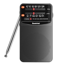 AM FM Portable Pocket Radio, 3 AA Battery Powered, Black Plastic, Excellent Rece