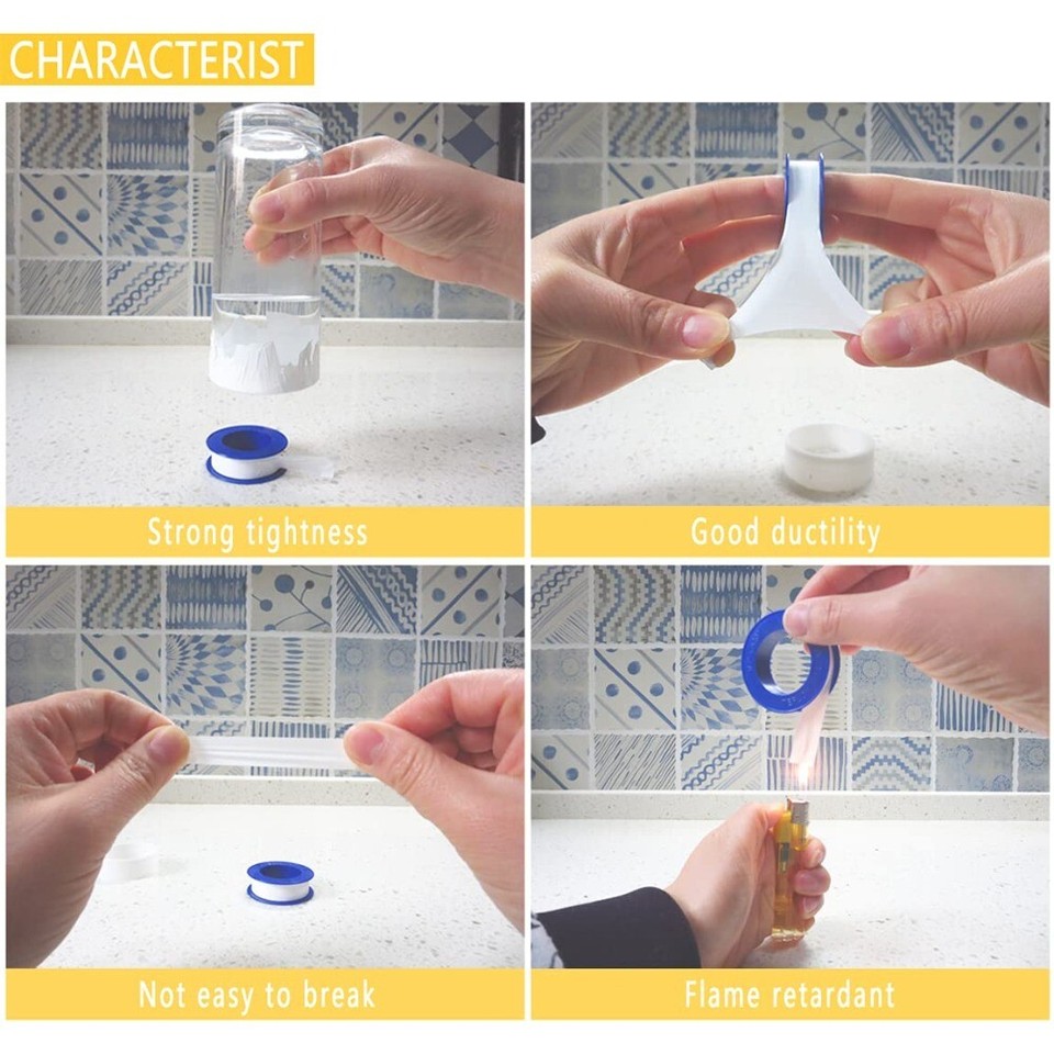 10Rolls 12mmx10m PTFE Tape White Plumbing Tape Shower Head Plumbers