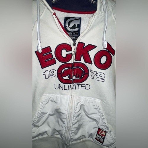 Ecko Unltd. Men's White, Black & Red Hoodie SZ S. Y2K Streetwear - Picture 4 of 13
