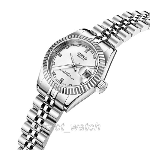 26mm Parnis Sapphire Women Girls Miyota Automatic Wristwatch Stainless Bracelet - Picture 6 of 22