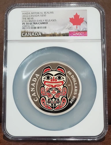 2016 NGC PF 70 CANADA 50z Silver $50 "HAIDA MYTHICAL REALMS - THE BEAR" U/C