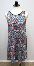 Loft Black Floral Sleeveless Swing Sun Dress Stretch Jersey Women's Size XS