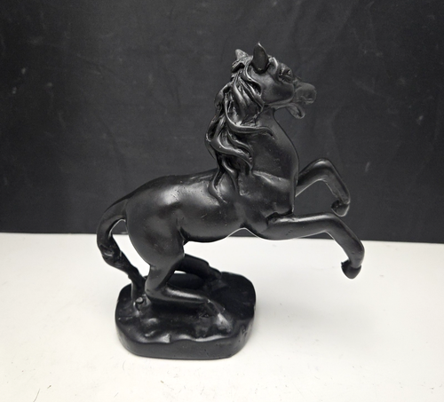 Vintage Carved Rearing Black Stallion Horse Statue Sculpture Resin Art Deco 6.5" - Picture 5 of 14