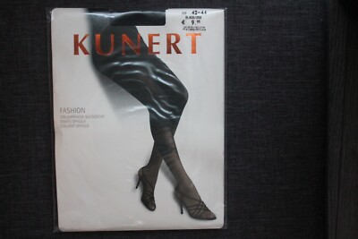 KUNERT Fashion Strumpfhose Gr. 42-44 Schwarz Blickdicht Spitzeneinsatz Neu