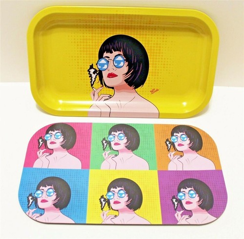 Ugly Pop Art 10.6" x 6.3" Rolling Tray 6 Piece Bundle Metal Tray, Magnetic lid - Picture 3 of 7
