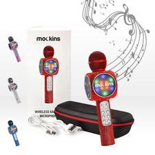 Karaoke Microphone with Built In Speaker - Red Bling with LED Lights