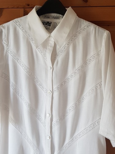 NIKKI VALENTINE - White Irish Linen Long Summer Shirt Dress - Size UK 12 - Picture 10 of 19