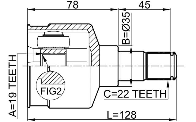 JUNTA CV INTERIOR 19X35X22 OEM 96391556 PARA CHEVROLET AVEO (T200) 2003-2008 Foto 2 de 3
