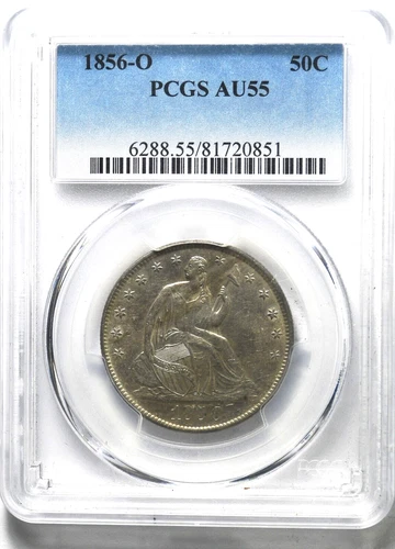 1856 O 50c Seated Liberty Silver Half Dollar Fifty Cents New Orleans PCGS AU55