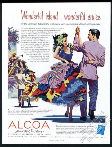 1954 Dominikanische Republik Merengue Tanz Tanz Kunst Alcoa Dampfschiff Druckanzeige