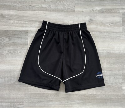 Spalding Knit Athletic Basketball Shorts With Pockets Black Vintage