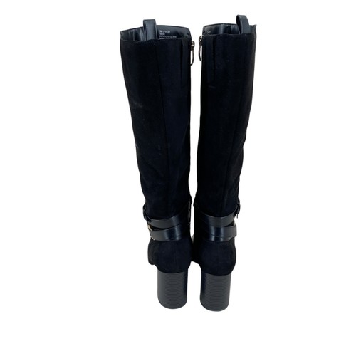 Liz Claiborne LC Hayland Boots Black Faux Suede Zip Knee High Block Heel - Picture 11 of 11