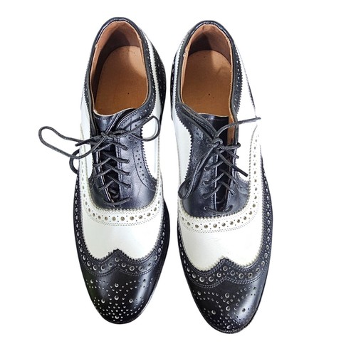 NEW Allen Edmonds BROADSTREET Spectator Oxfords 6.5B Black/White USA Brogue - Picture 2 of 9