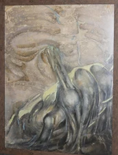 Vintage modernist collage painting abstract composition